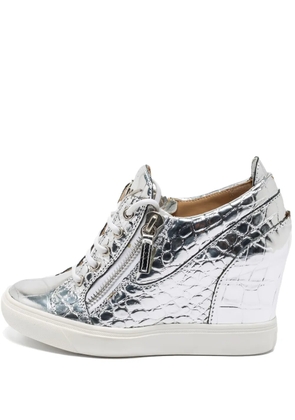 Giuseppe Zanotti Vintage croc-embossed zipper sneakers - Silver