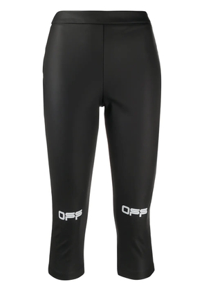 Off-White logo print cropped leggings - Black