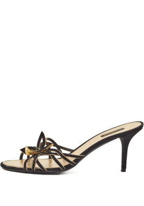 Louis Vuitton Pre-Owned 90mm suede flower-embellishment heeled sandals - Black