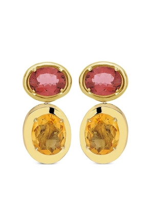 Carol Kauffmann 18K yellow gold tourmaline and citrine earrings