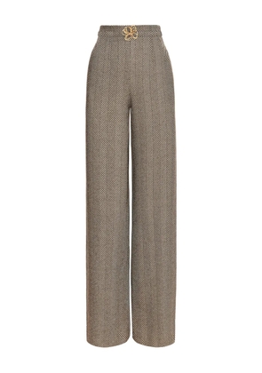 Oscar de la Renta chevron pattern wool trousers - Brown