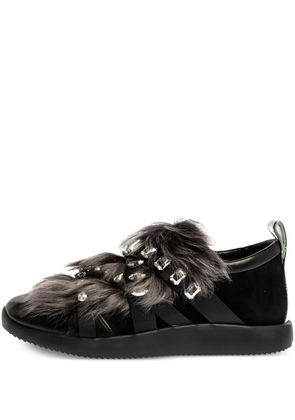 Giuseppe Zanotti Vintage fur crystal sneakers - Black