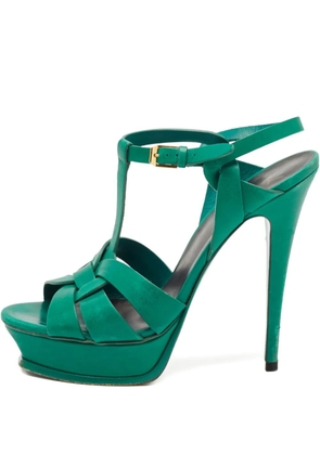 Saint Laurent Pre-Owned 145mm platform leather sandals - Green