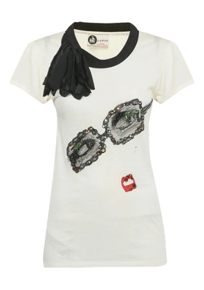 Lanvin Pre-Owned flower-appliqué T-shirt - White