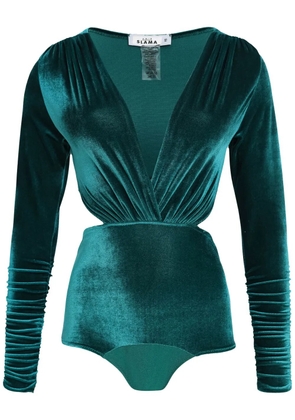 Amir Slama V-neck velvet bodysuit - Green