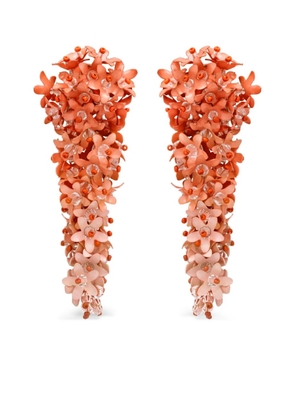 Oscar de la Renta cascading-florals clip-on earrings - Orange
