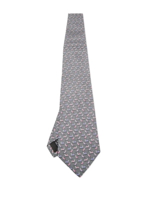 Ferragamo Pre-Owned dog-print silk tie - Grey
