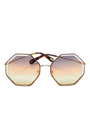 Chloé Pre-Owned Poppy geometric-frame sunglasses - Gold