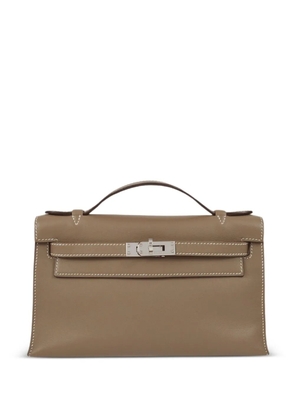 Hermès Pre-Owned Kelly Pochette Swift palladium-hardware clutch bag - Brown