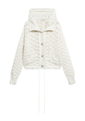 Blumarine lace-stitch hooded cardigan - White