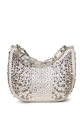 TWINSET Croissant crystal-embellished shoulder bag - Grey