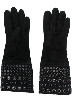 Gianfranco Ferré Pre-Owned 1990s eyelet detailing suede gloves - Black
