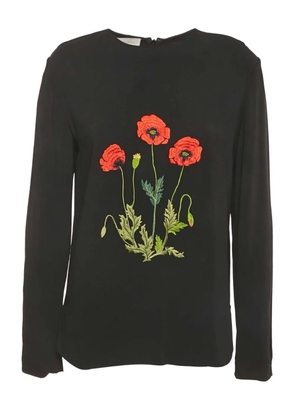 Stella McCartney Pre-Owned floral-embroidery long-sleeve T-shirt - Black