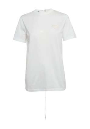 Prada Pre-Owned triangle-appliqué criss-cross cotton T-shirt - White