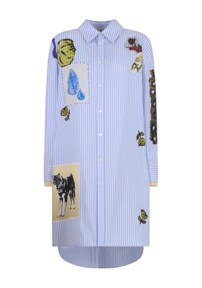 Marni graphic-patches striped shirt dress - Blue