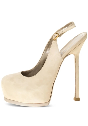 Saint Laurent Pre-Owned 135mm platform slingback pumps - Neutrals