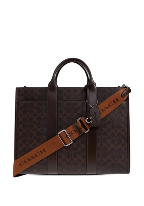 Coach handle patterned tote bag - Brown