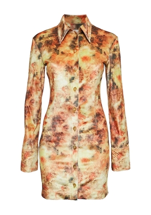Nanushka floral-print velvet dress - Orange