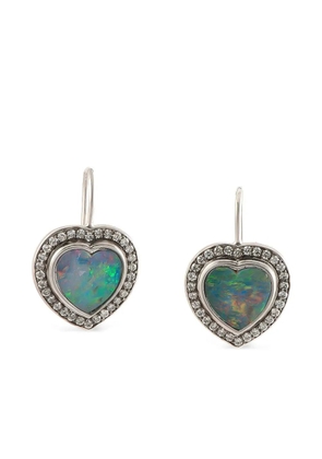 Sylva & Cie heart opal and diamond earrings - Silver