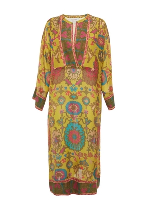 Valentino Pre-Owned V-neck printed midi dress - Yellow