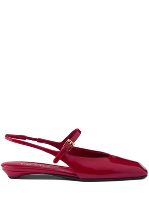 Prada leather slingback ballerina shoes - Red