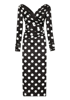 Dolce & Gabbana polka dot-print satin dress - Black