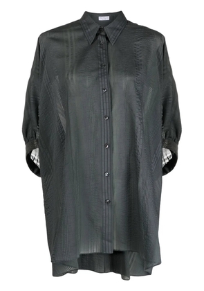 Brunello Cucinelli striped half-sleeve draped shirt - Grey