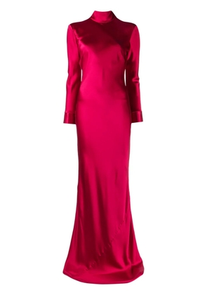 Michelle Mason open-back long-sleeve gown dress - Red