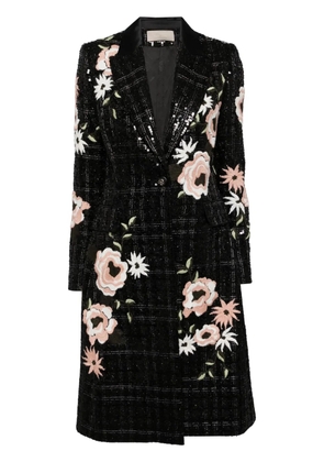 Elie Saab embroidered tweed coat - Black