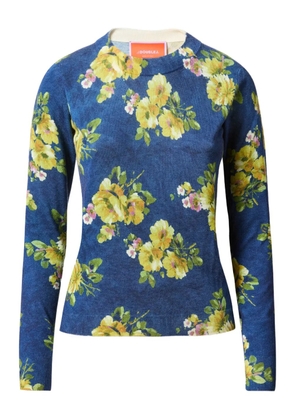 La DoubleJ floral-print crew-neck sweater - Blue