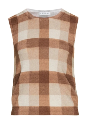 Oscar de la Renta checked sleeveless vest - Brown