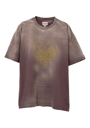 KAMIYA embroidered-heart cotton T-shirt - Brown