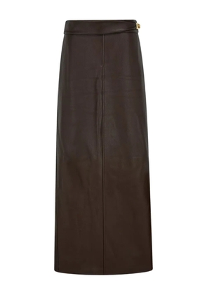 Ferragamo leather slit maxi skirt - Brown