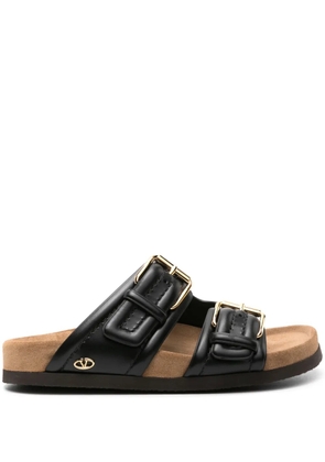 Valentino Garavani Fussfriend double-strap leather slides - Black
