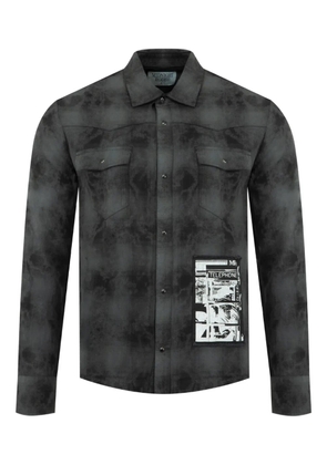 MIDNIGHT RODEO flannel -pached shirt - Black