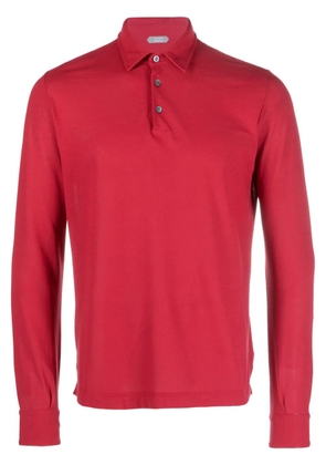 Zanone long-sleeved cotton polo shirt - Red