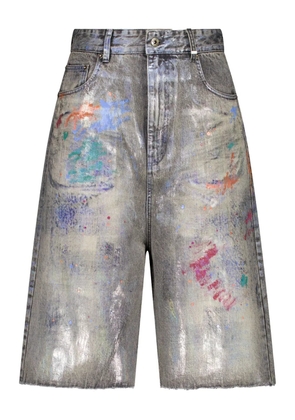 We11done logo-patch shorts - Grey