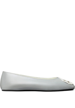 Tory Burch Reva logo-plaque ballet flats - Grey