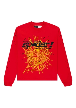 SP5DER Punk V2 spider-web-graphic T-shirt - Red