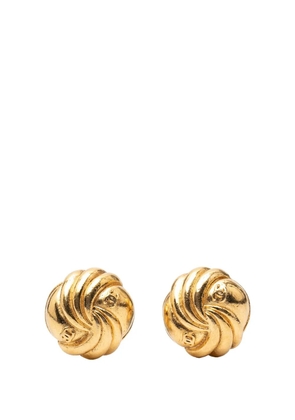 CHANEL Pre-Owned 1980-1990 CC Gold Plated Swirl Clip on Earrings costume earrings