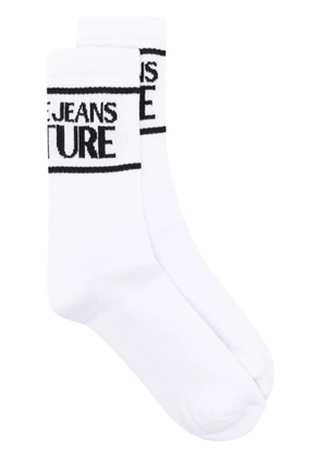 Versace Jeans Couture logo-intarsia knitted socks - White