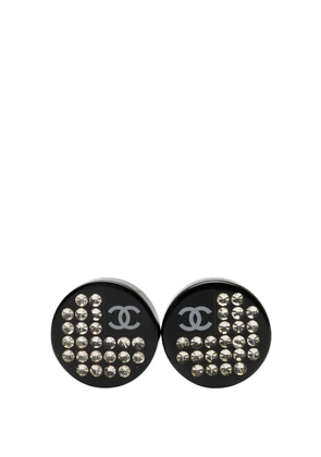 CHANEL Pre-Owned 2005 CC Resin Crystal Button Clip On Earrings costume earrings - Black