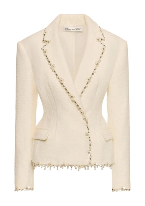 Oscar de la Renta floral-embellished jacket - White