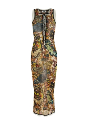 Jean Paul Gaultier butterfly-print midi dress - Yellow
