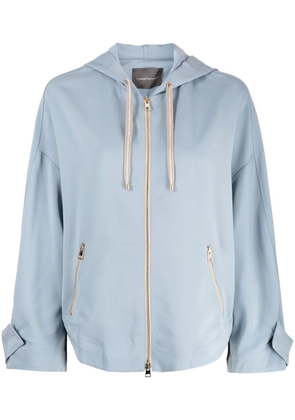 Lorena Antoniazzi stretch-virgin wool hooded jacket - Blue