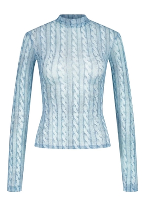 AVAVAV printed cable-knit turtleneck top - Blue