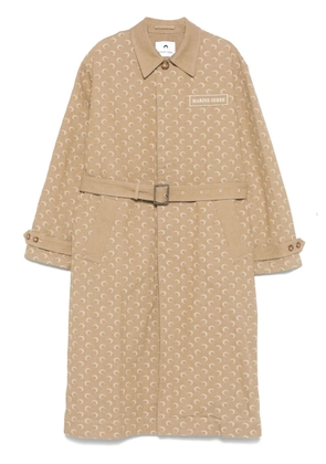 Marine Serre Moonogram-pattern twill coat - Neutrals