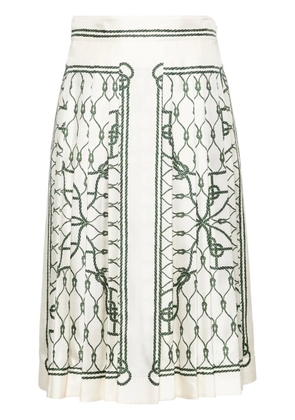 Tory Burch graphic-print midi skirt - Neutrals