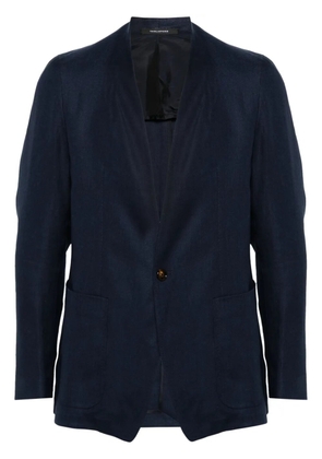 Tagliatore single-breasted linen blazer - Blue