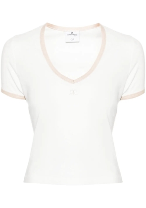Courrèges logo-embroidered cotton T-shirt - White